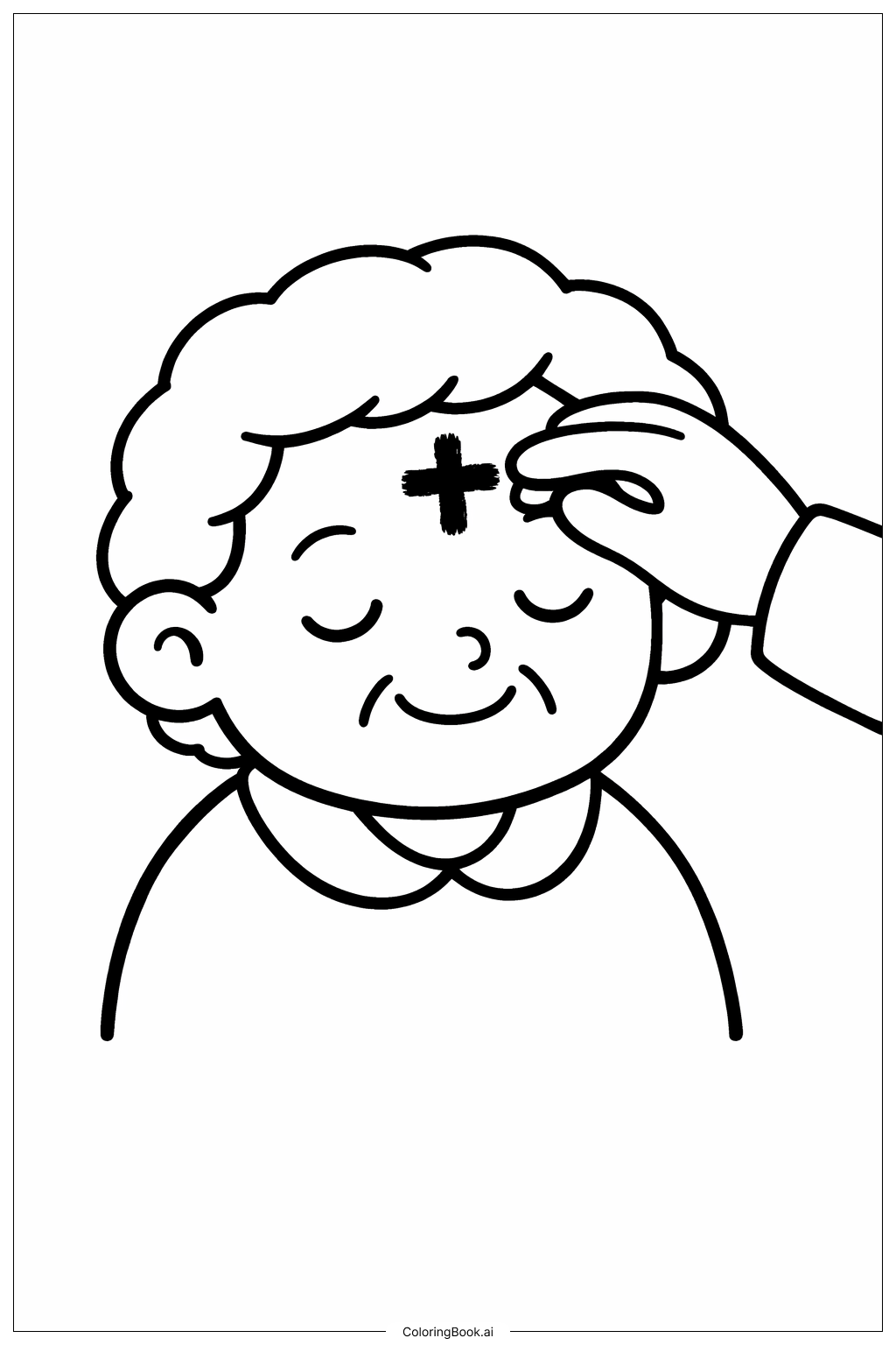  灰星期三微笑着接受圣灰的老人填色页 