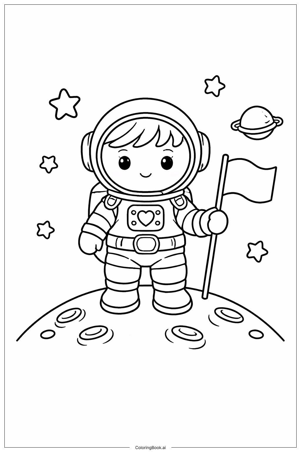 月球上的太空人玩偶著色頁