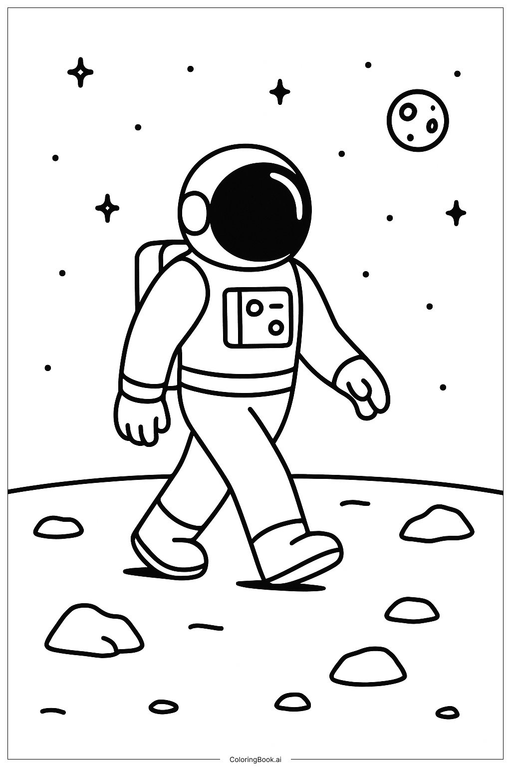  Page de coloriage Astronaute explorant une planète 