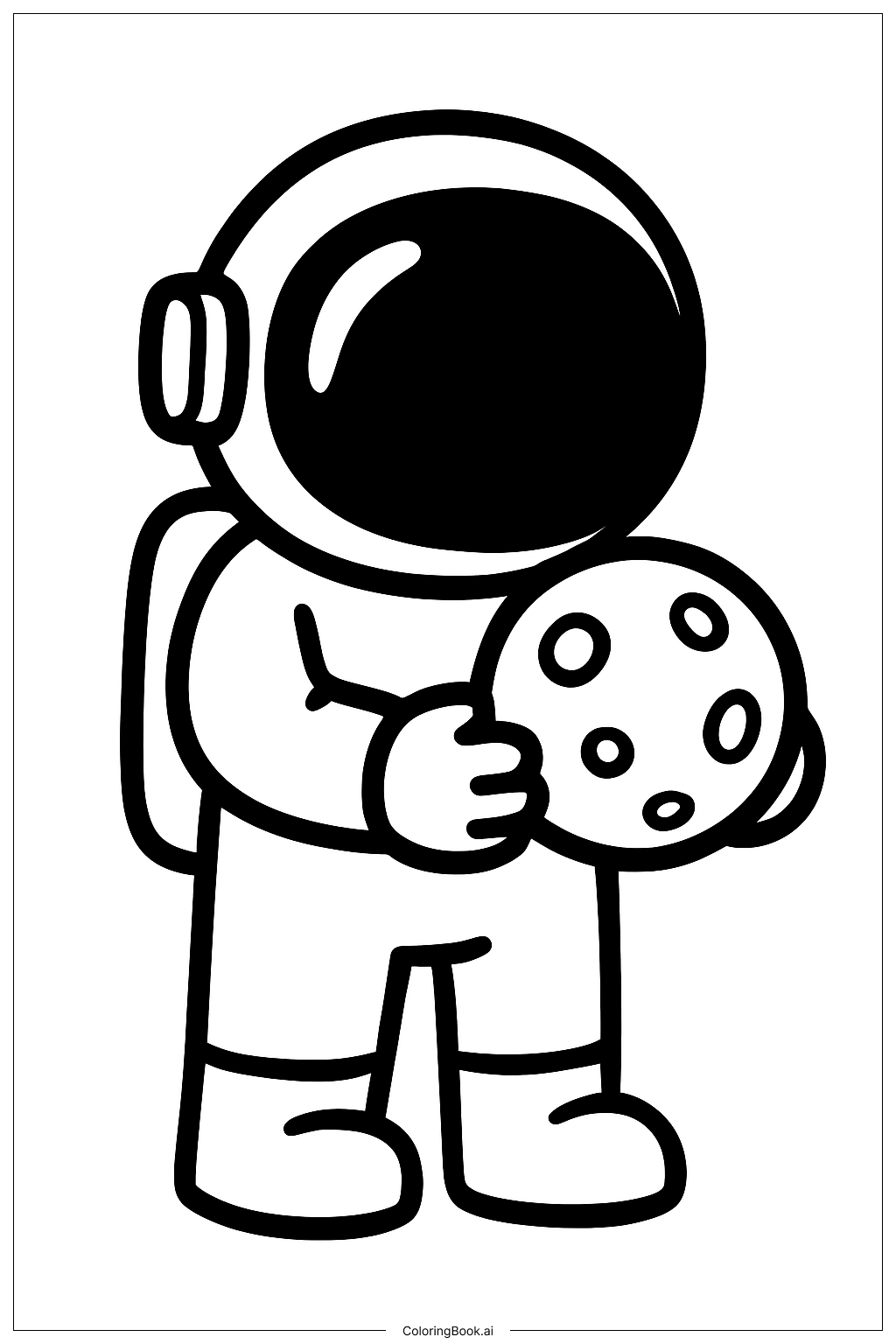  Page de coloriage Astronaute tenant la Lune 
