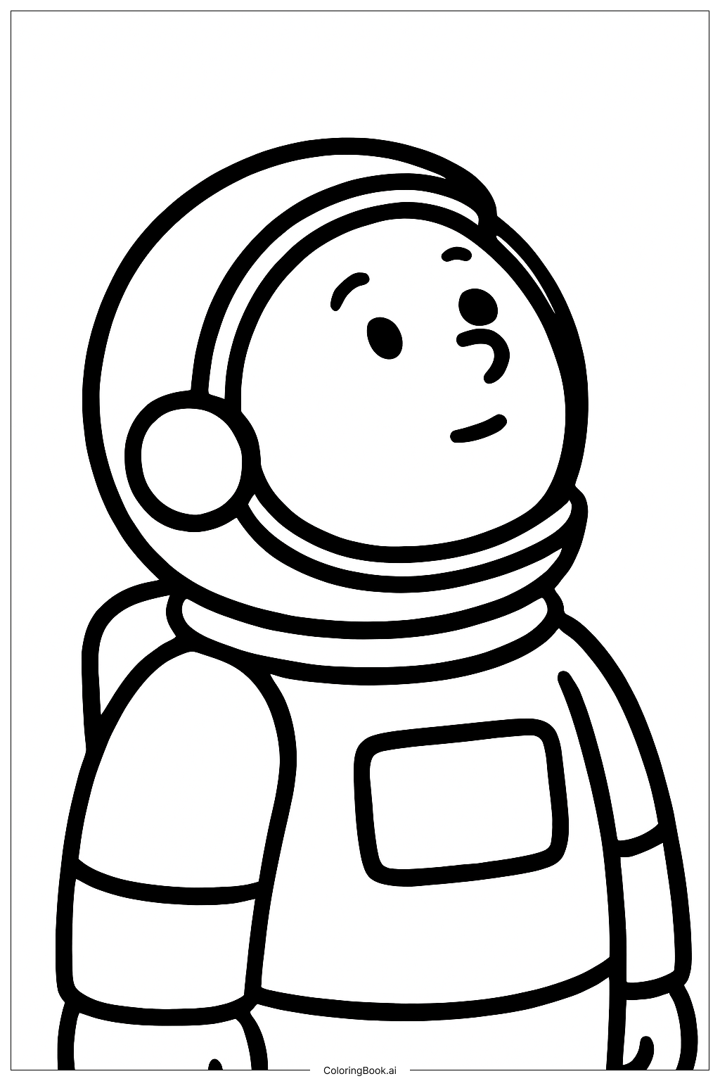  仰望太空的太空人著色頁 