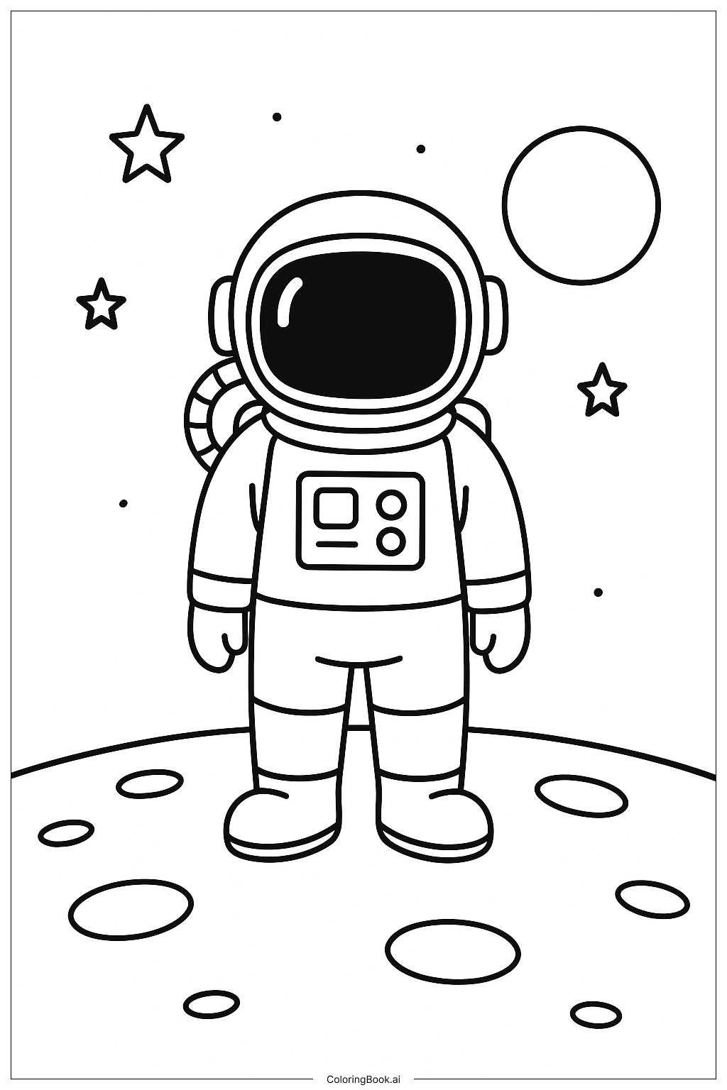  Page de coloriage Astronaute sur la surface de la lune 