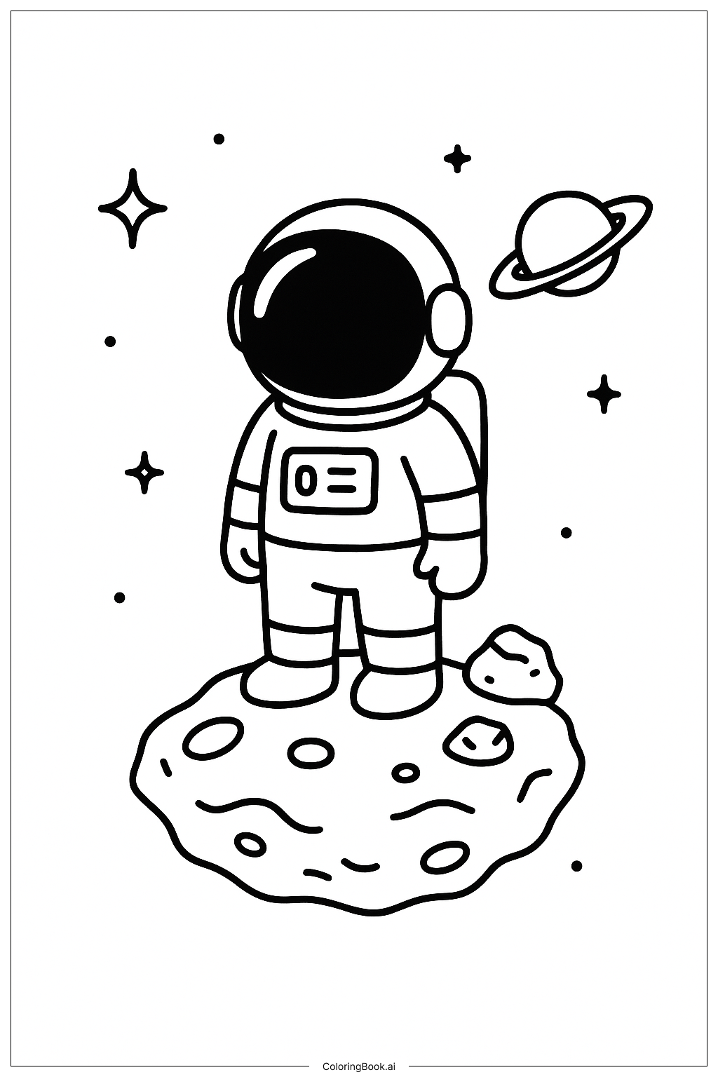  Página para colorear de Astronauta en un pequeño asteroide 