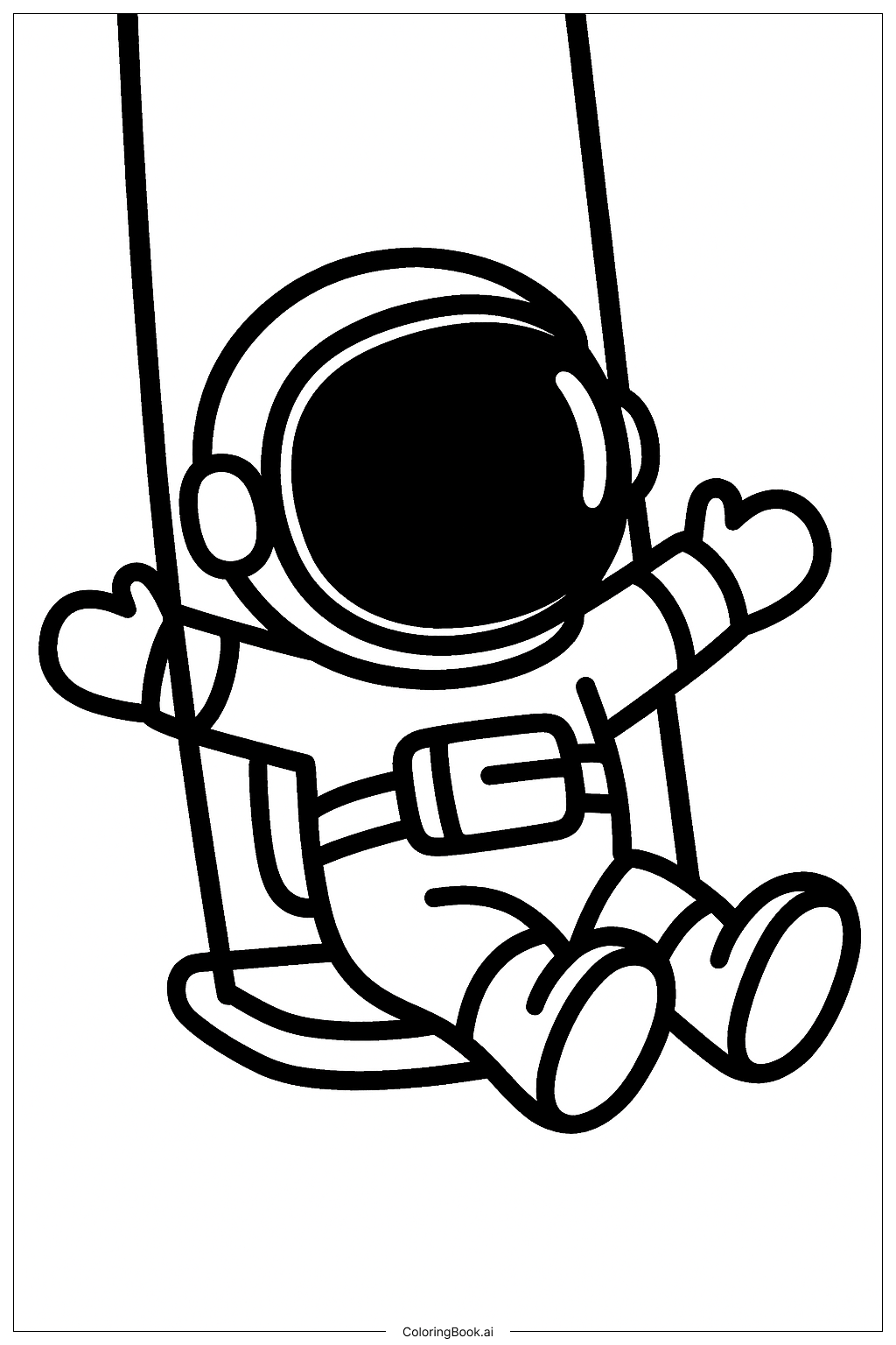  盪鞦韆的太空人著色頁 