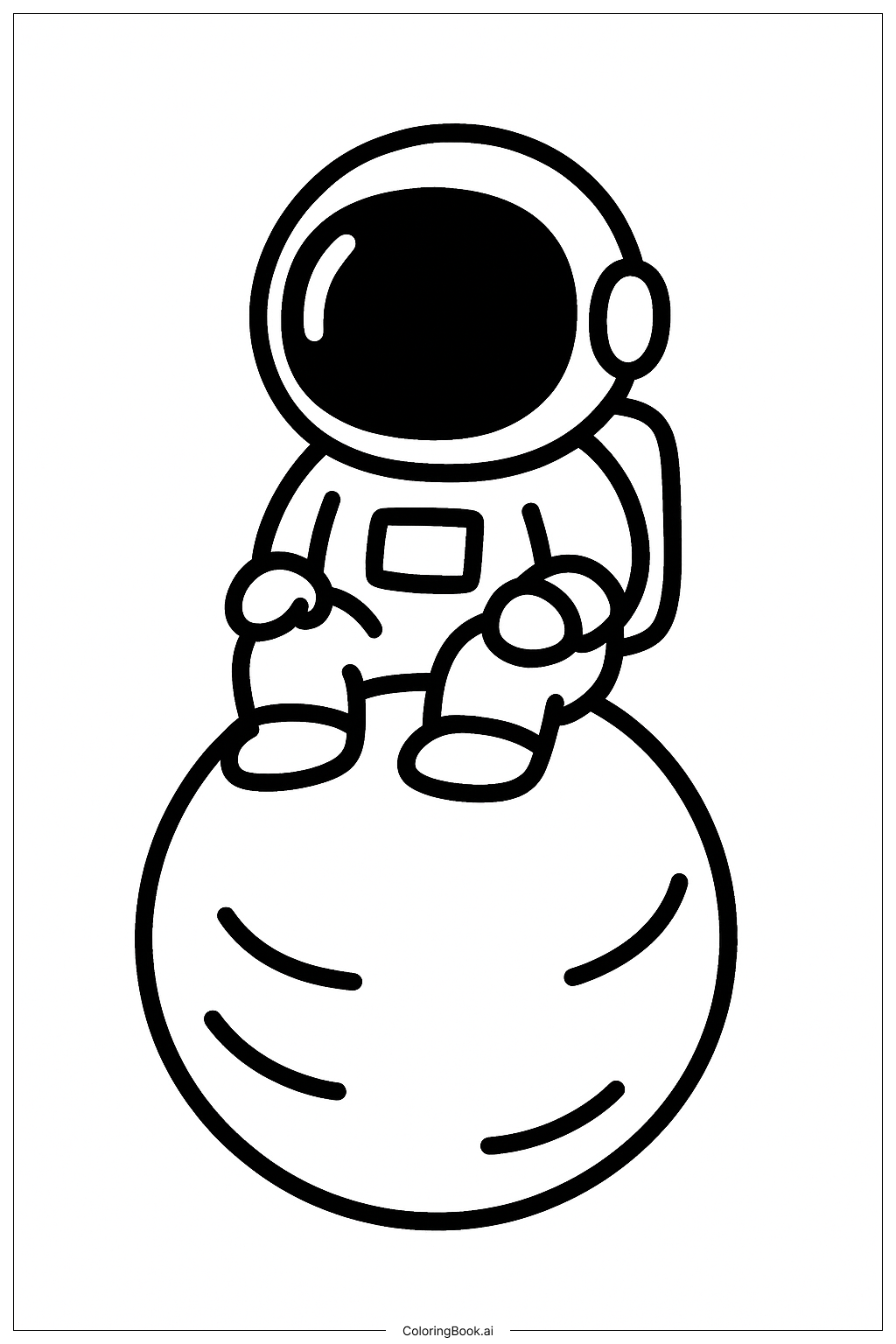  Page de coloriage Astronaute assis sur une planète 