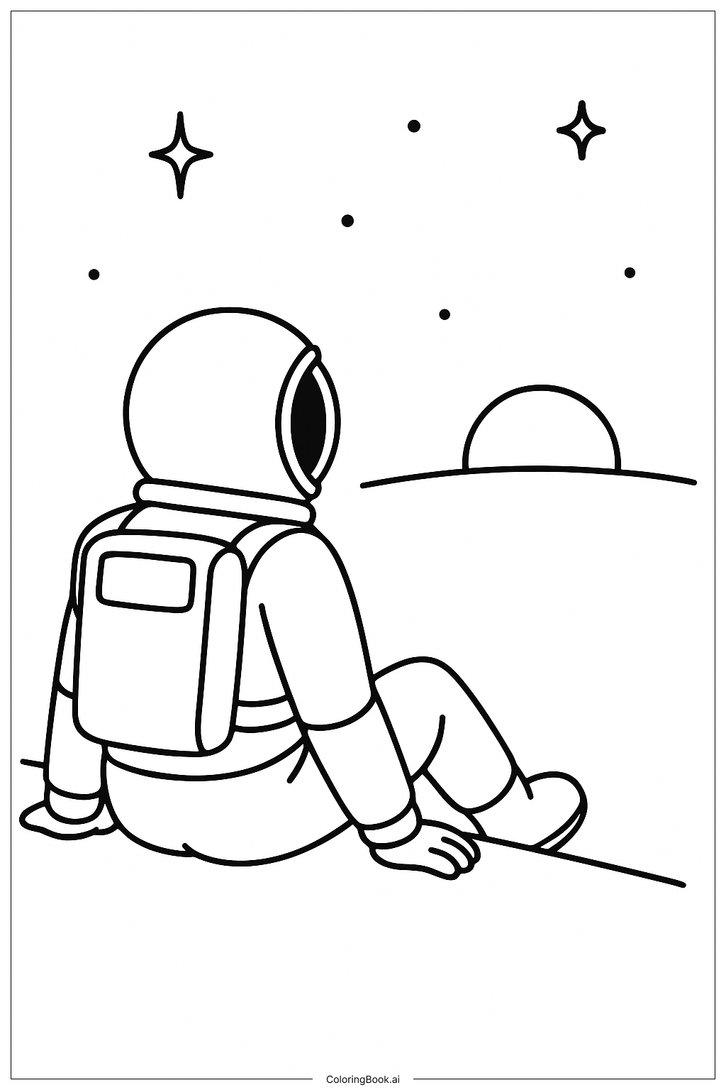  Página para colorear de Astronauta mirando el amanecer de la Tierra 