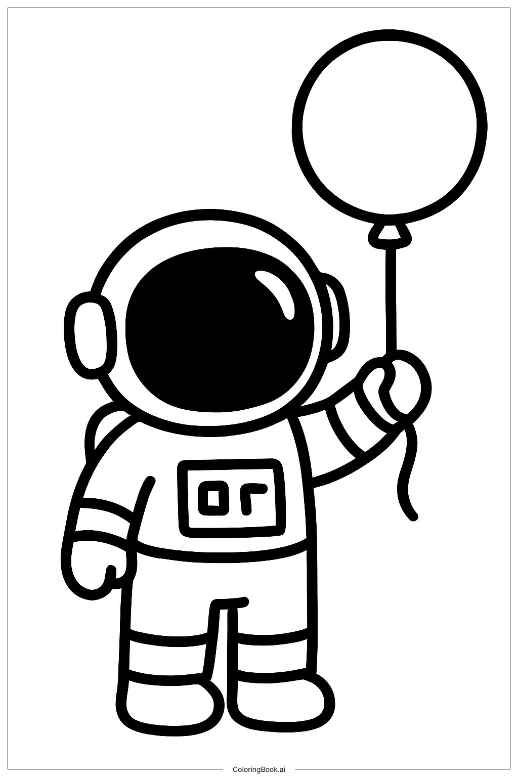  拿著氣球的太空人著色頁 