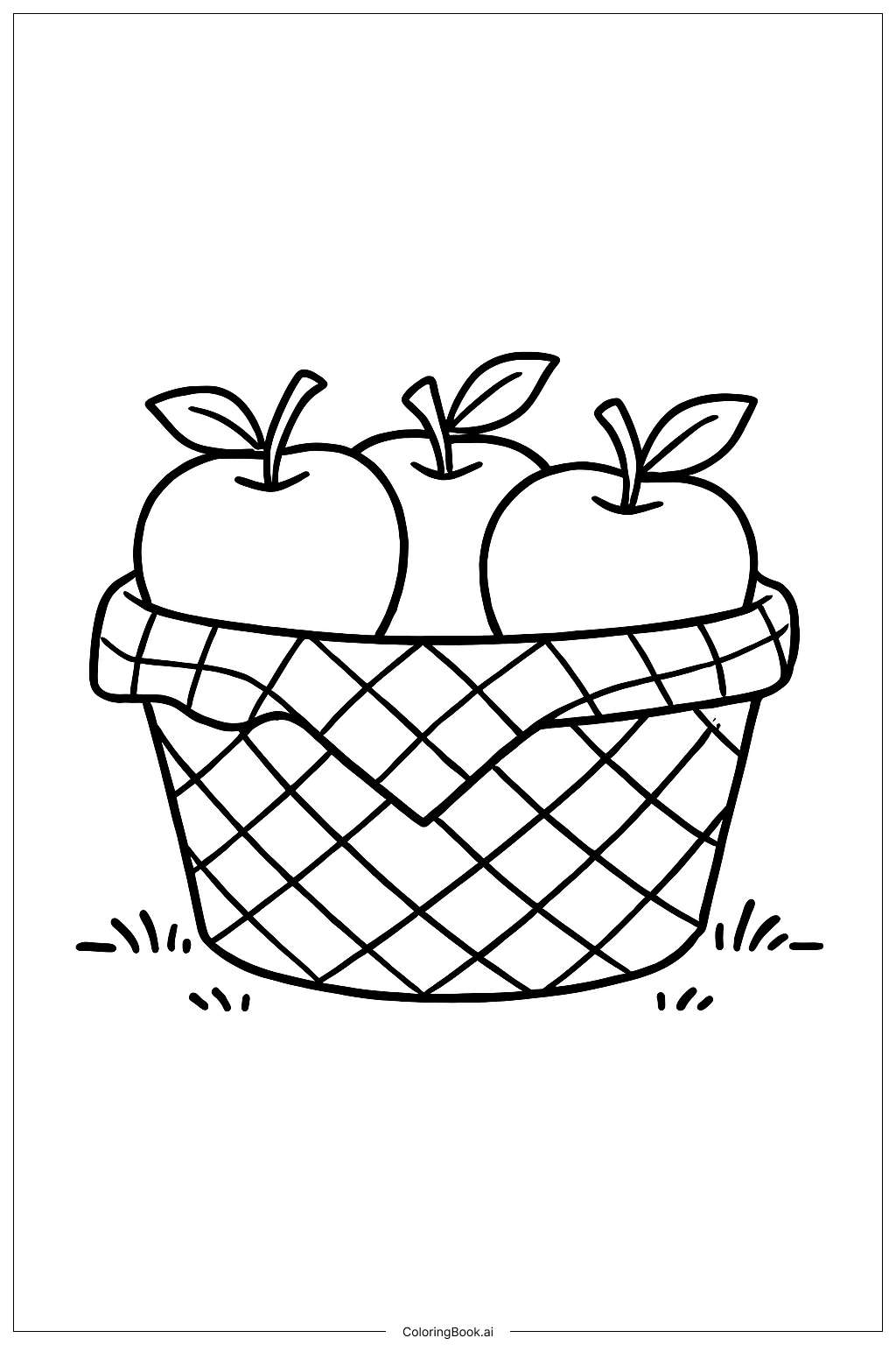  秋のリンゴの収穫の塗り絵ページ 