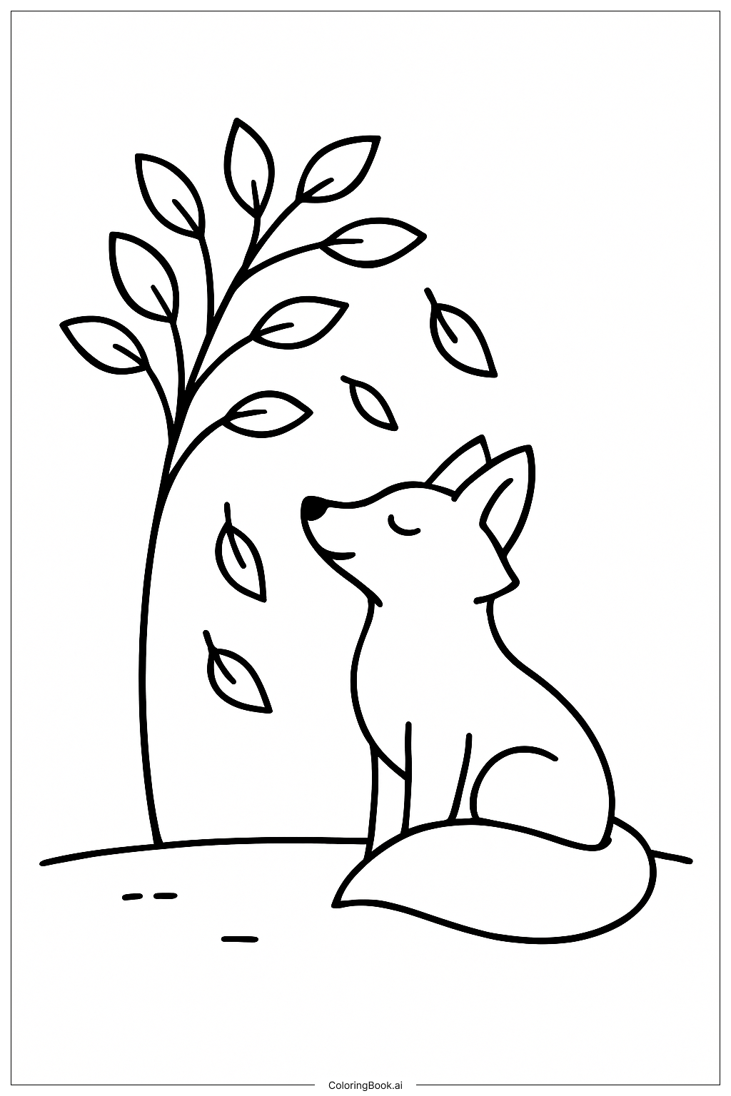  Trang tô màu Con Cáo Mùa Thu Dưới Gốc Cây 