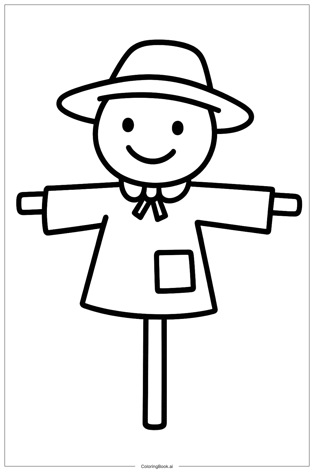  秋のかわいい案山子の塗り絵ページ 