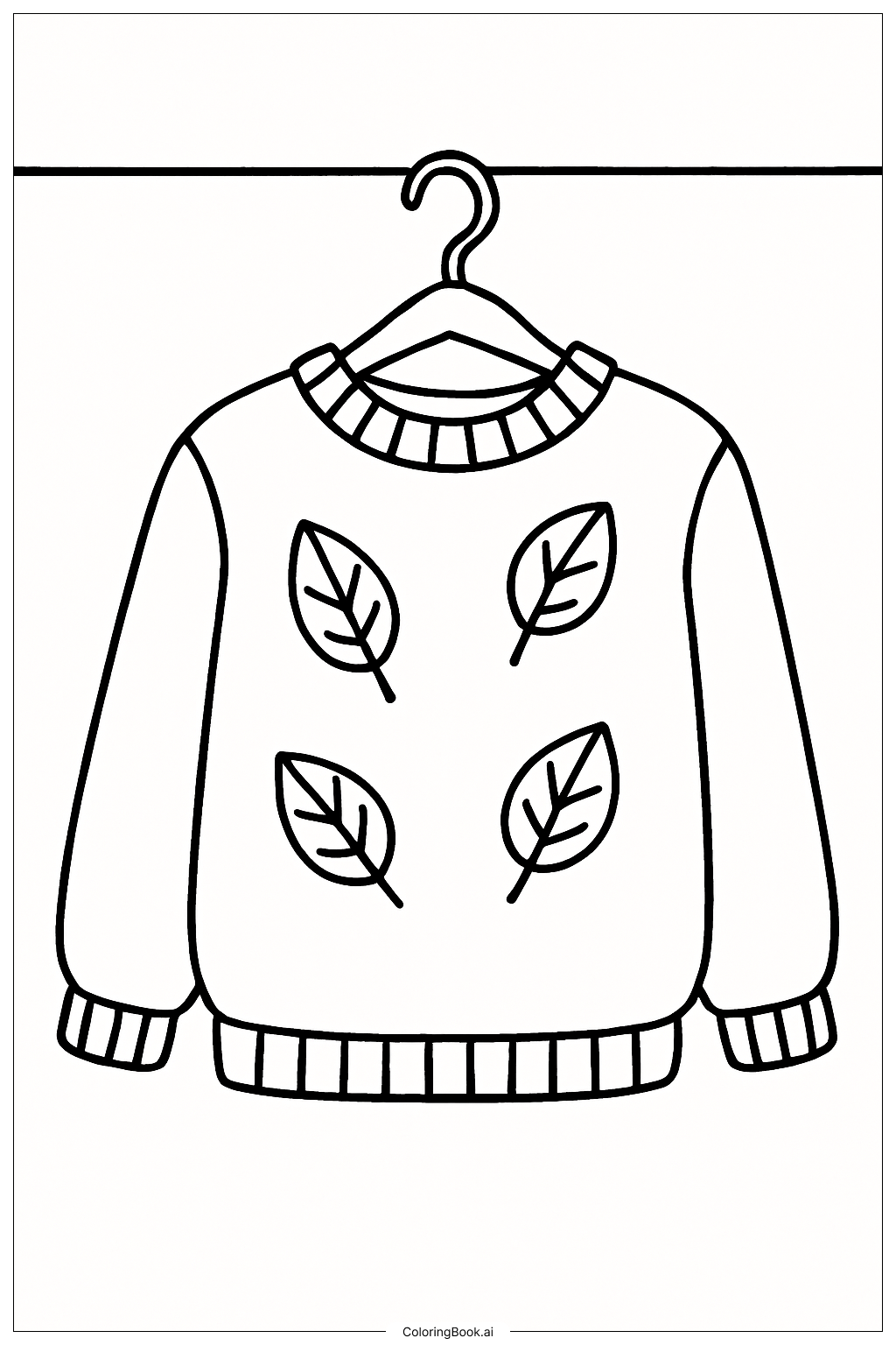  秋のニットセーターの塗り絵ページ 