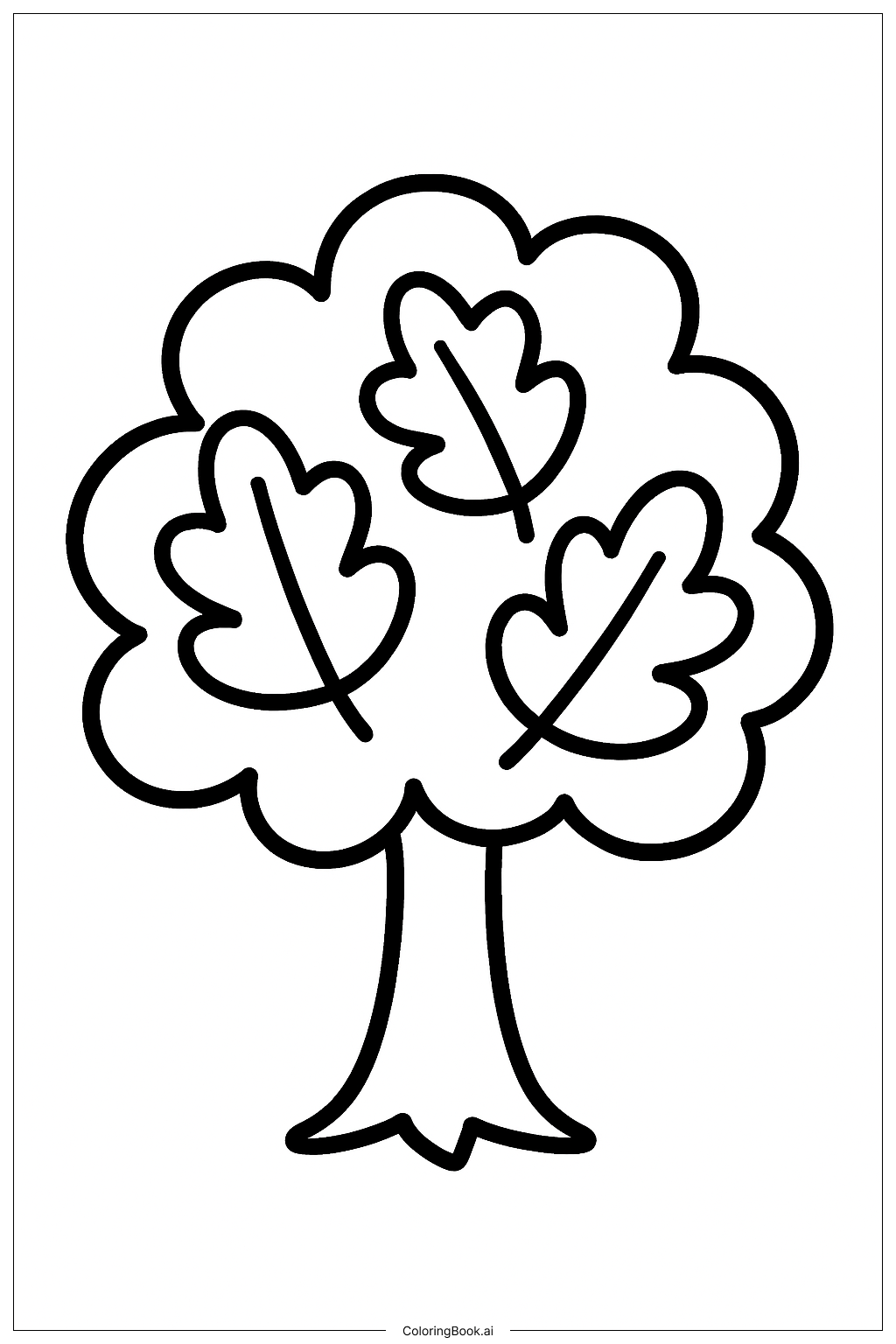 Página para colorir de Árvore de Folhas de Outono