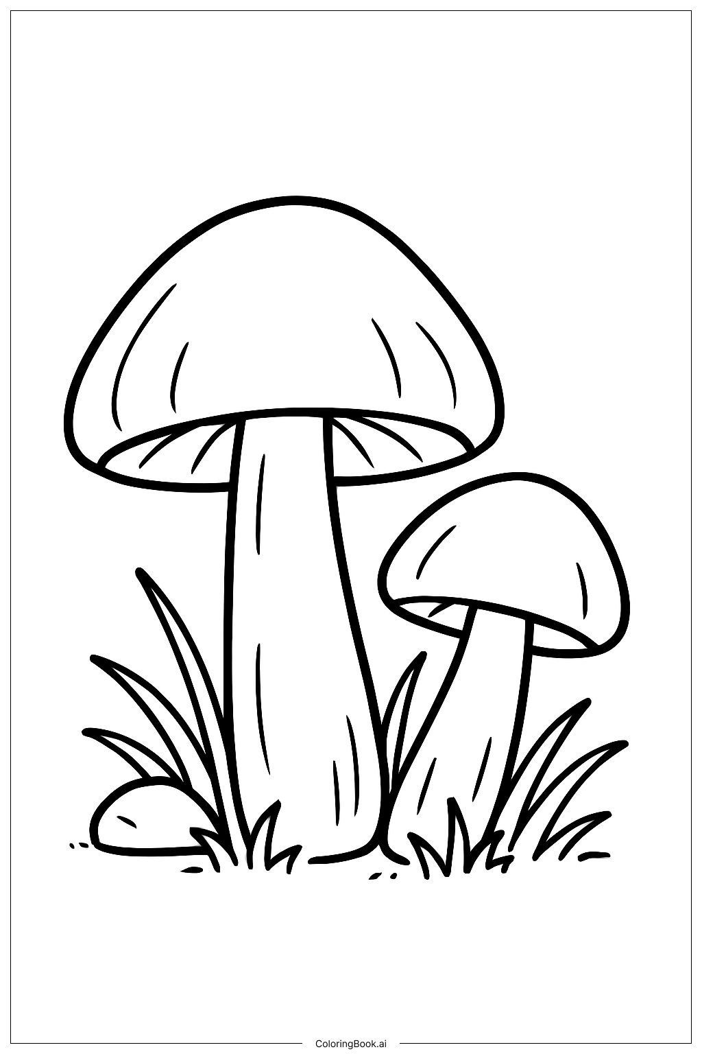  秋のきのこ群の塗り絵ページ 