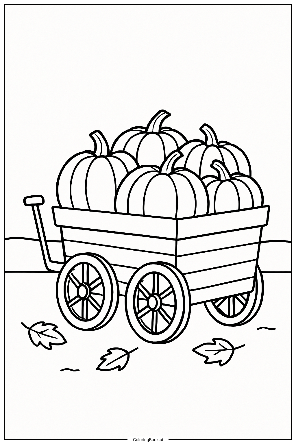  秋のかぼちゃカートの塗り絵ページ 