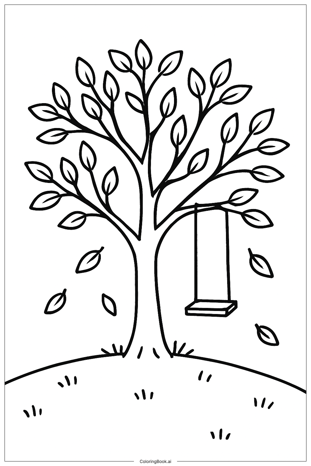  Trang tô màu Xích đu cây mùa thu 