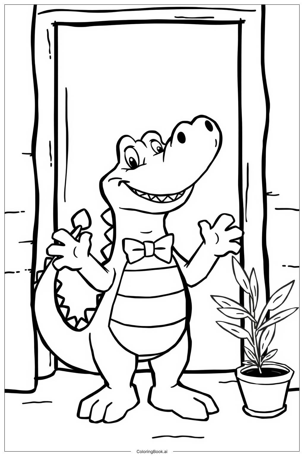  Página para colorir de Lyle Lyle Crocodilo Sorridente 