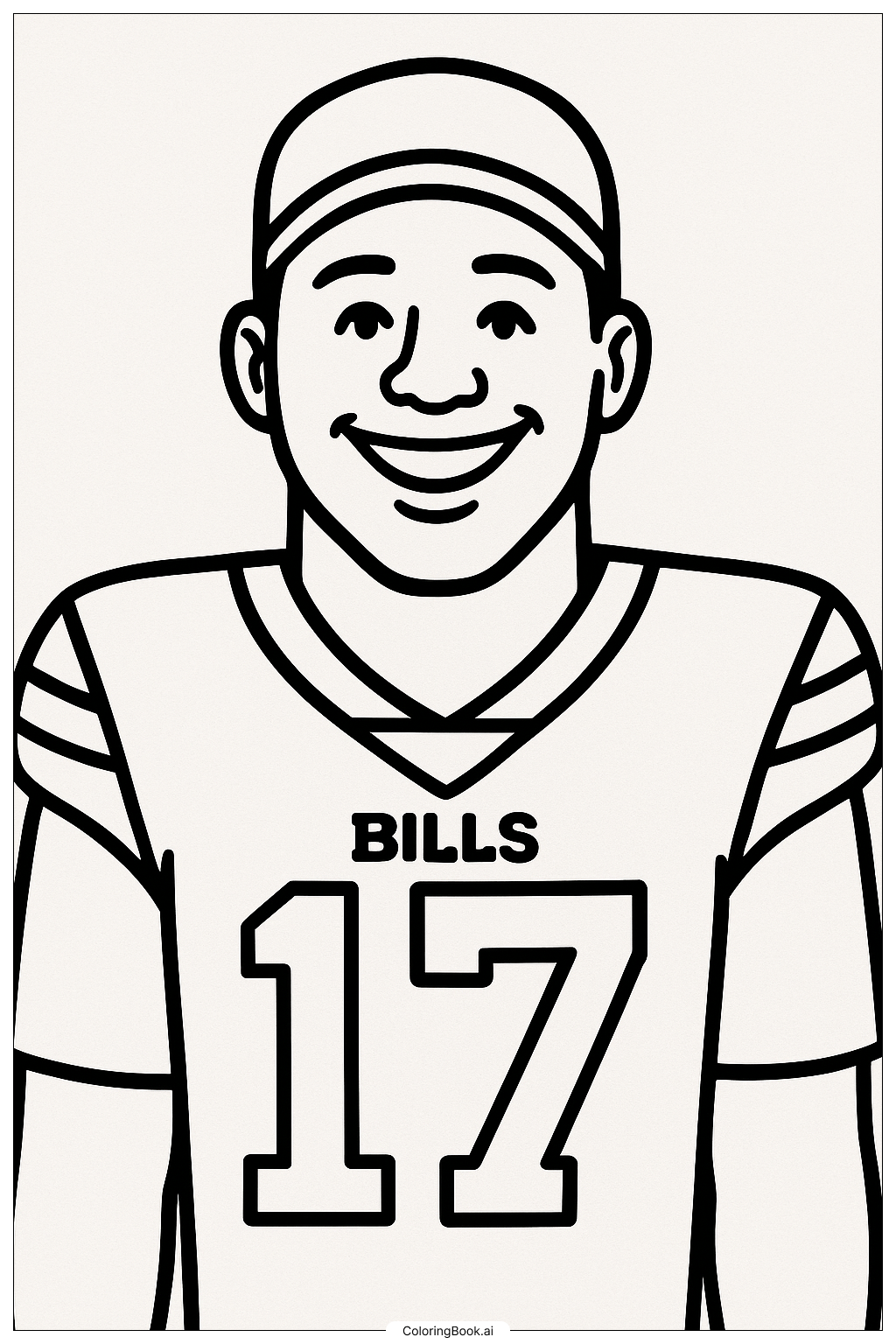  Trang tô màu Chân dung cầu thủ Buffalo Bills cười tươi 