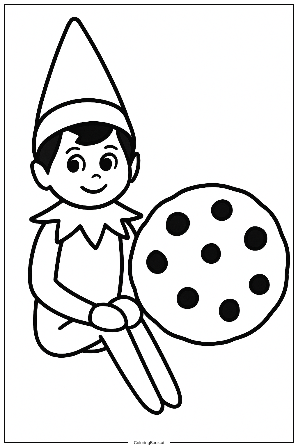  Página para colorir de Duende na Prateleira e um Biscoito 