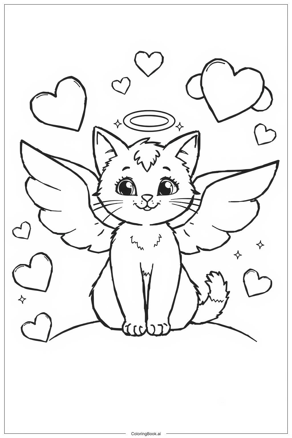  Angel Cat Wings Coloring Page 