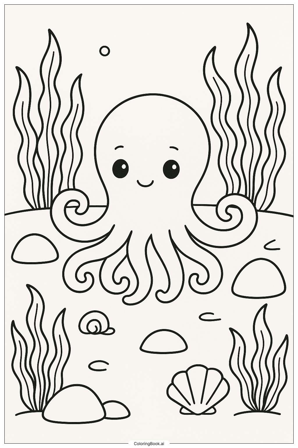  Octopus In A Garden Under The Sea Coloring Page 
