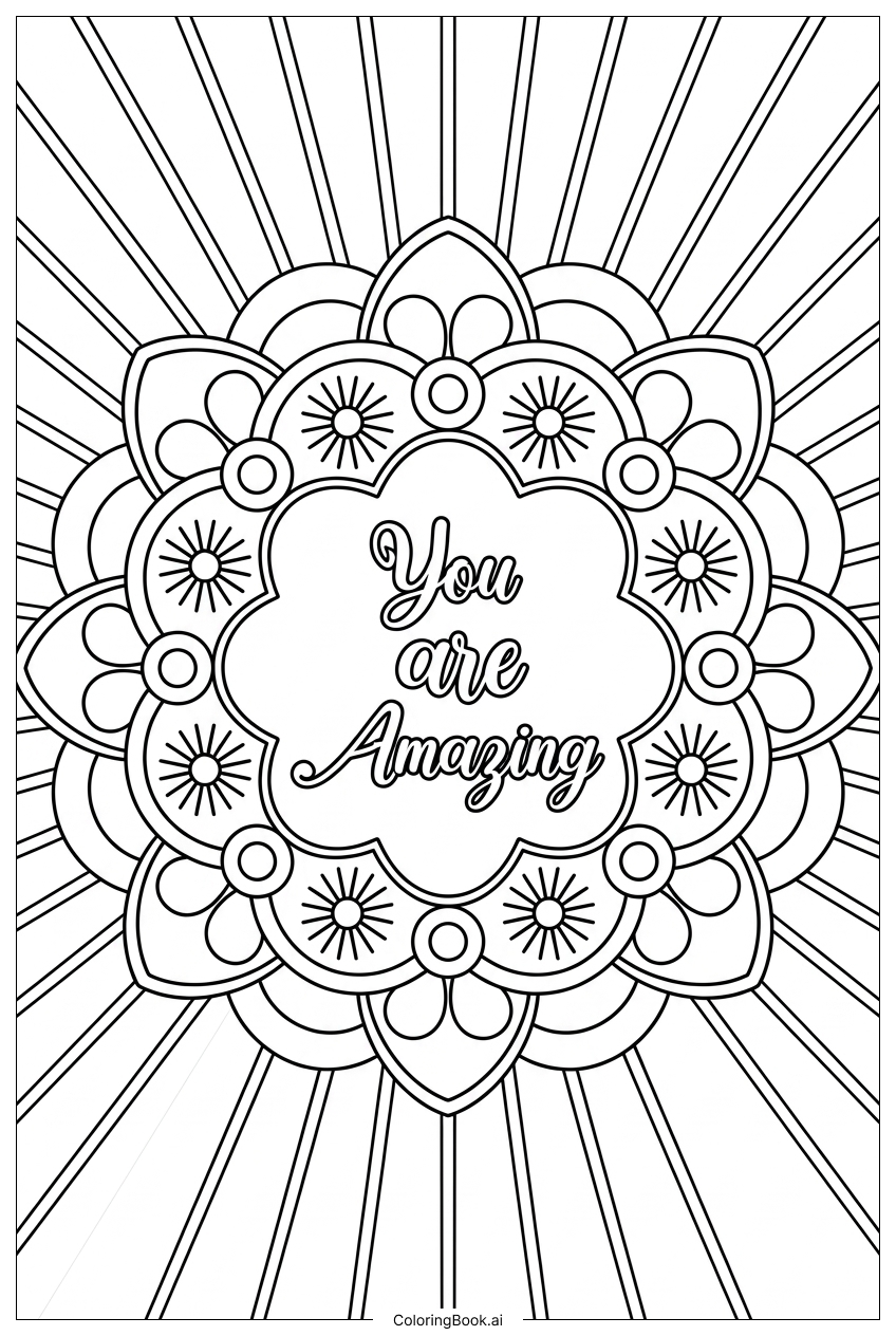  Página para colorear de Inspirador Eres Increíble Resplandor Radiante 