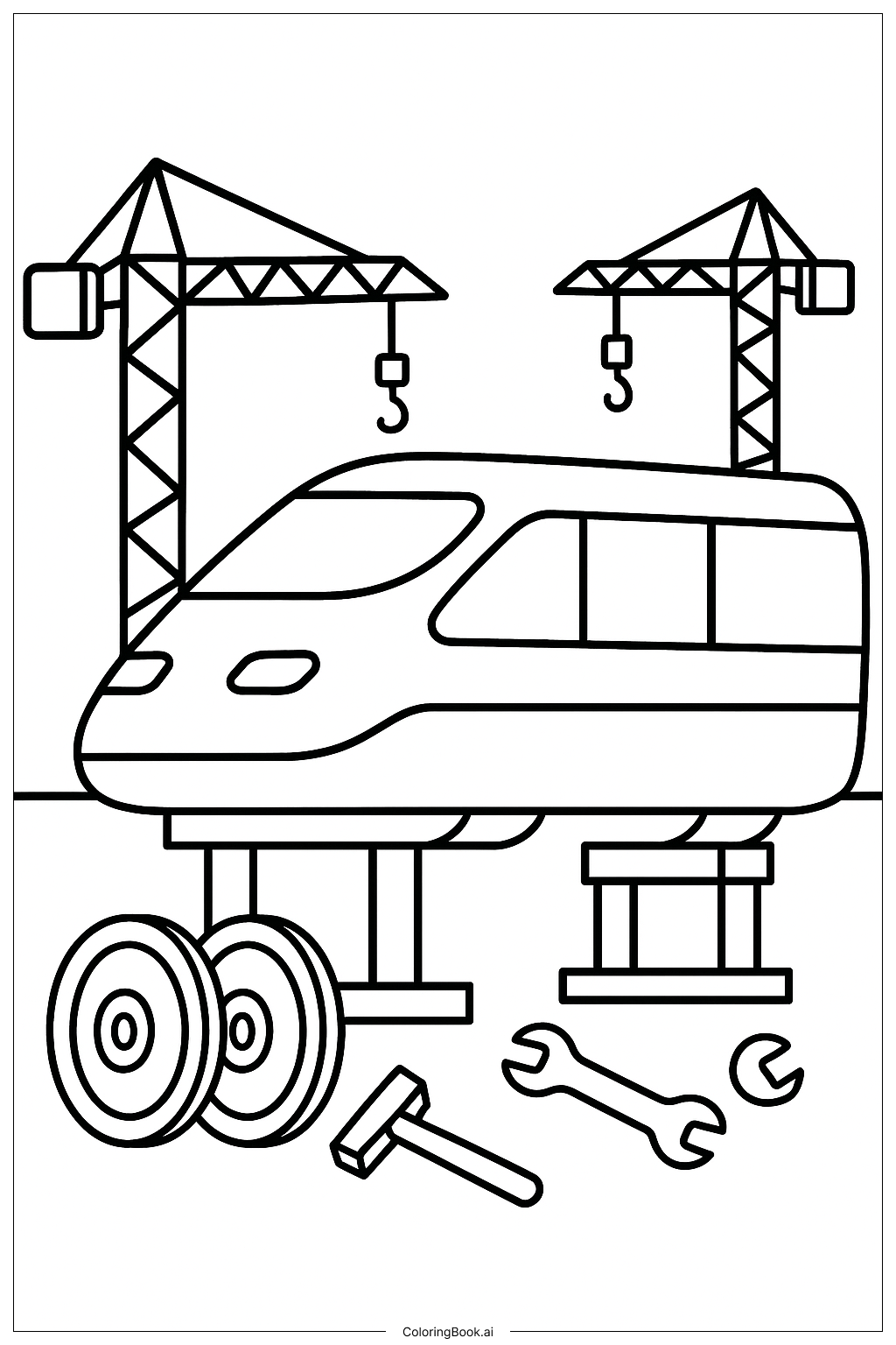  高速列车建设中填色页 