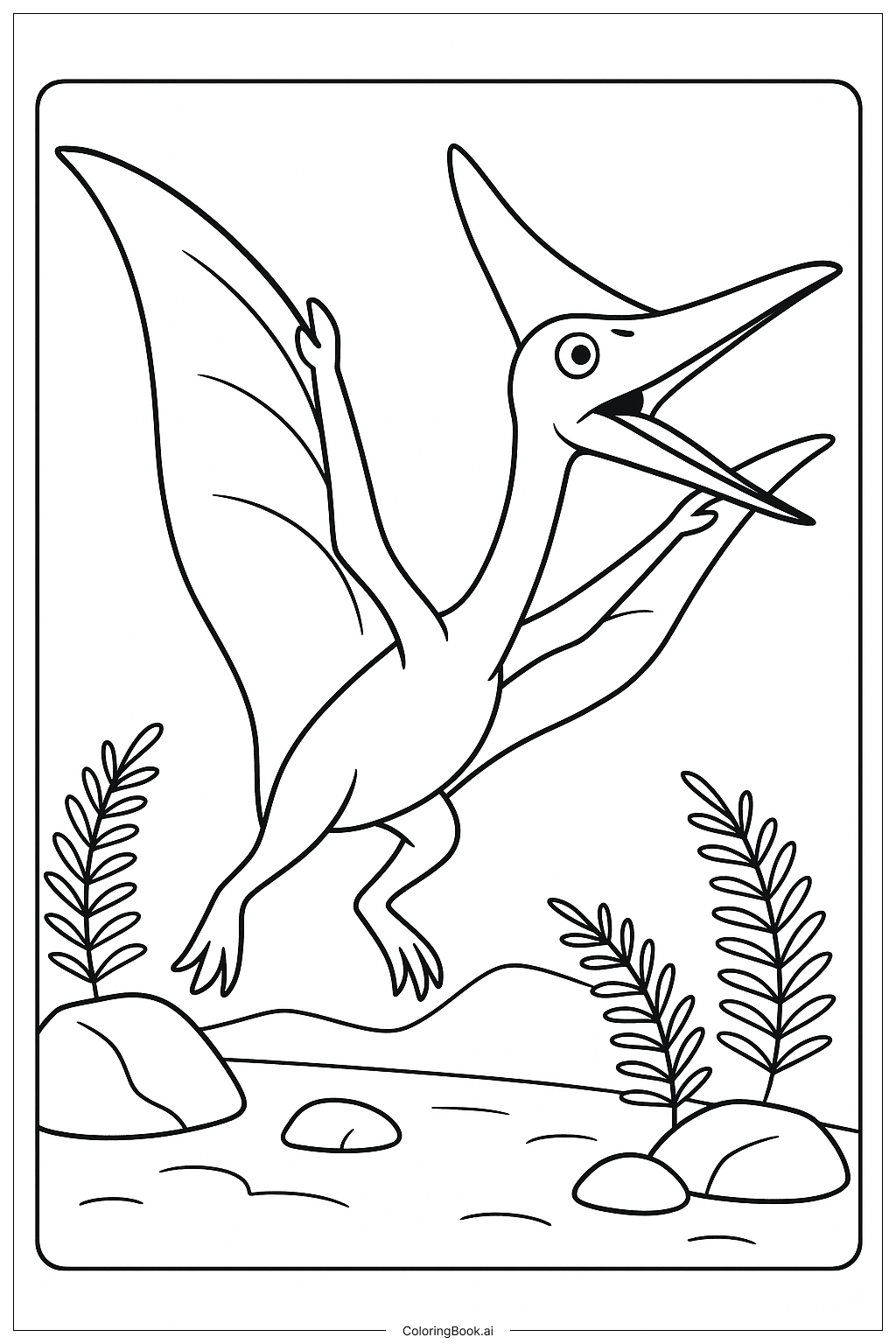 Página para colorir de Quetzalcoatlus Lançando-se no Ar 