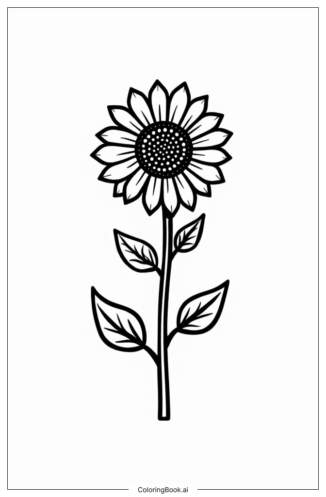 シンプルでかわいいひまわり 塗り絵ページ（無料のPDF＆PNG