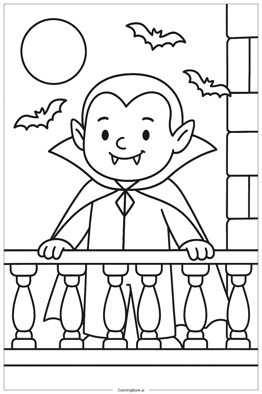 Página para colorir de Vampiro De Pé Na Varanda