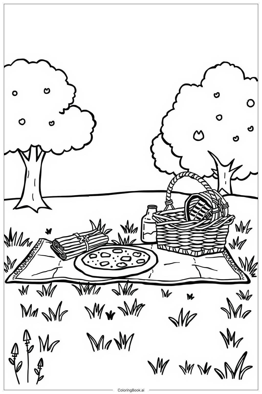  Pizza Picnic in the Park Coloring Page 