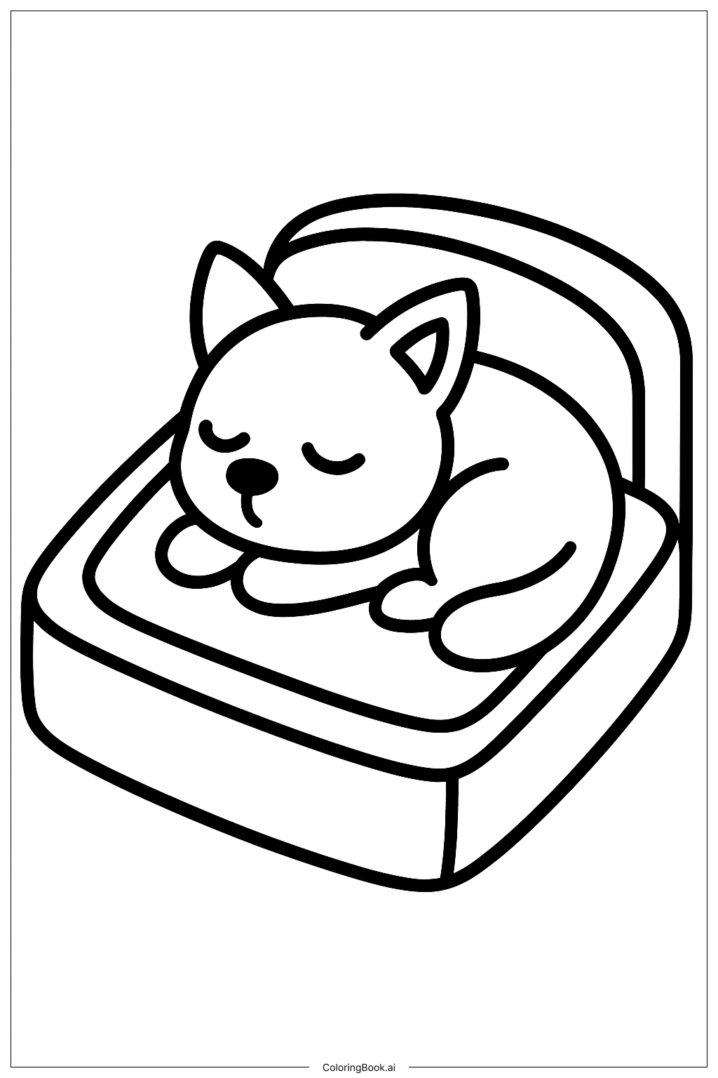 침대에서 자고 있는 Adopt Me 애완동물 색칠공부 페이지 