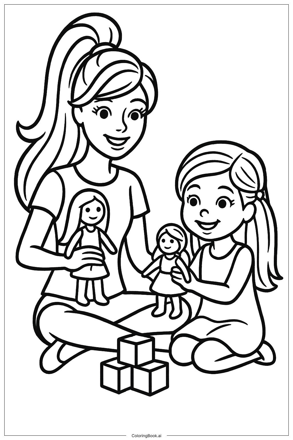  Barbie And Chelsea Playing With Toys Coloring Page 