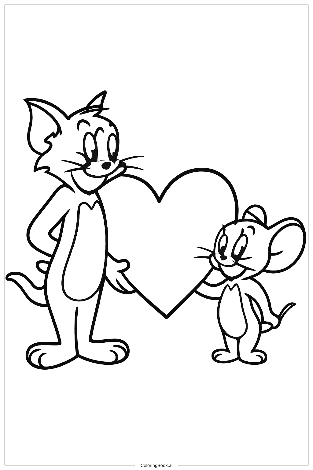  Page de coloriage Avec Un Grand Cœur 