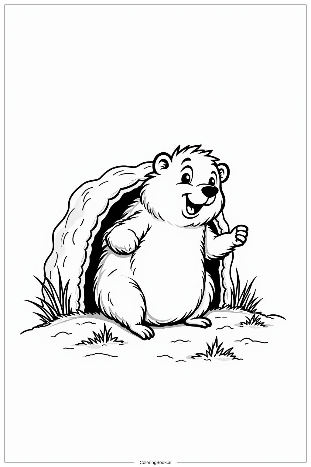  Ground Hog Shadow on Groundhogs Day Coloring Page 