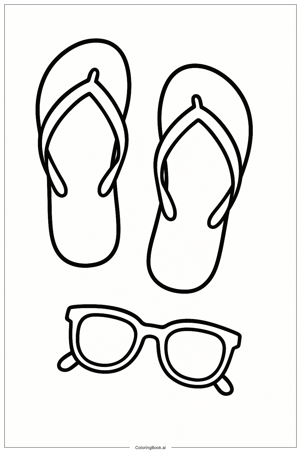  Summer Flip-Flops And Sunglasses Coloring Page 