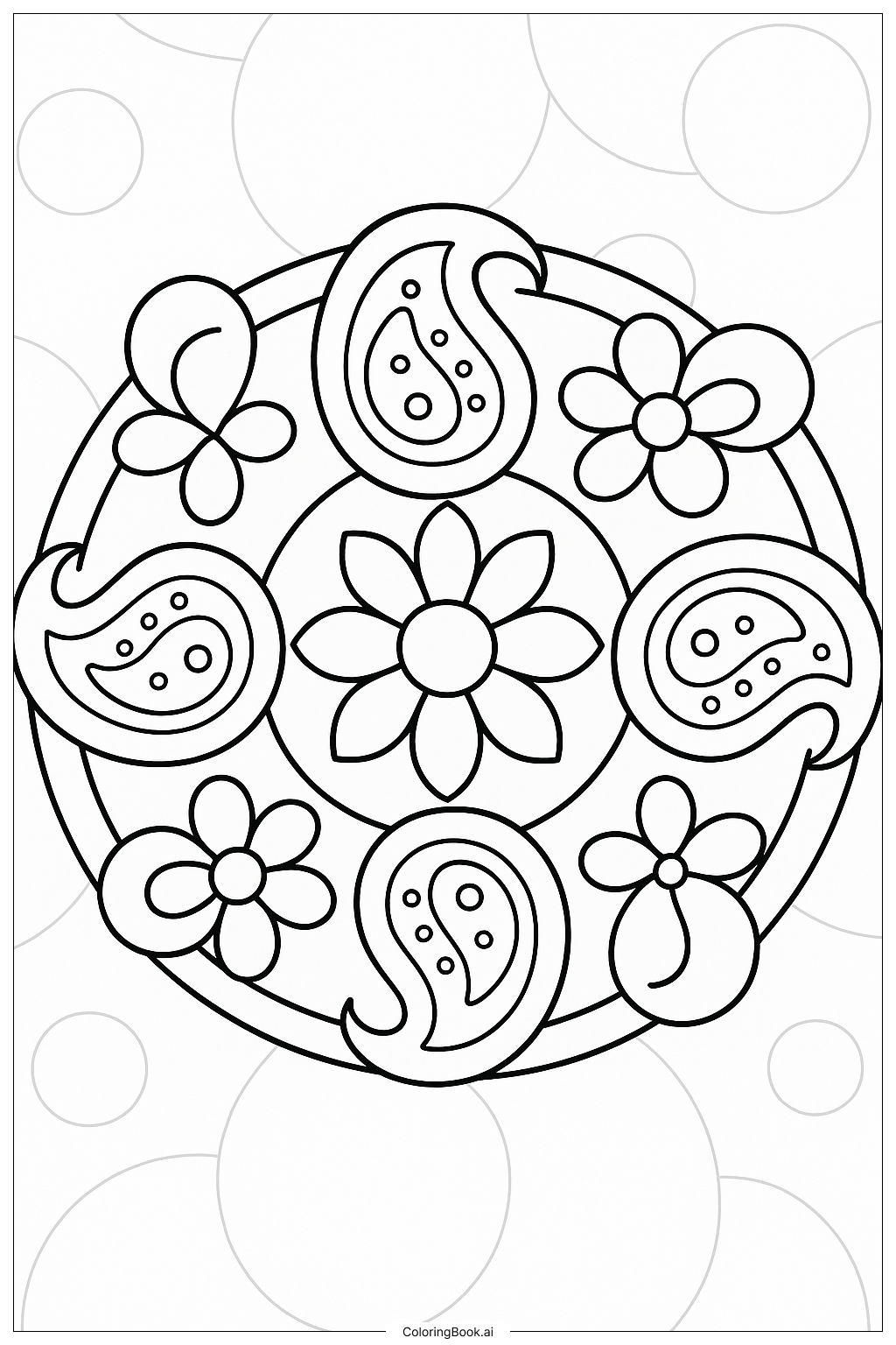  Intricate Paisley Pattern Mandala Coloring Page 