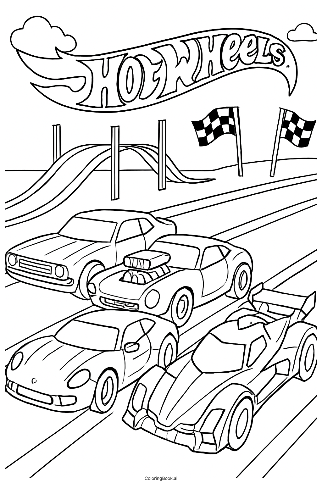  A Collection Of Hot Wheels Cars Coloring Page 