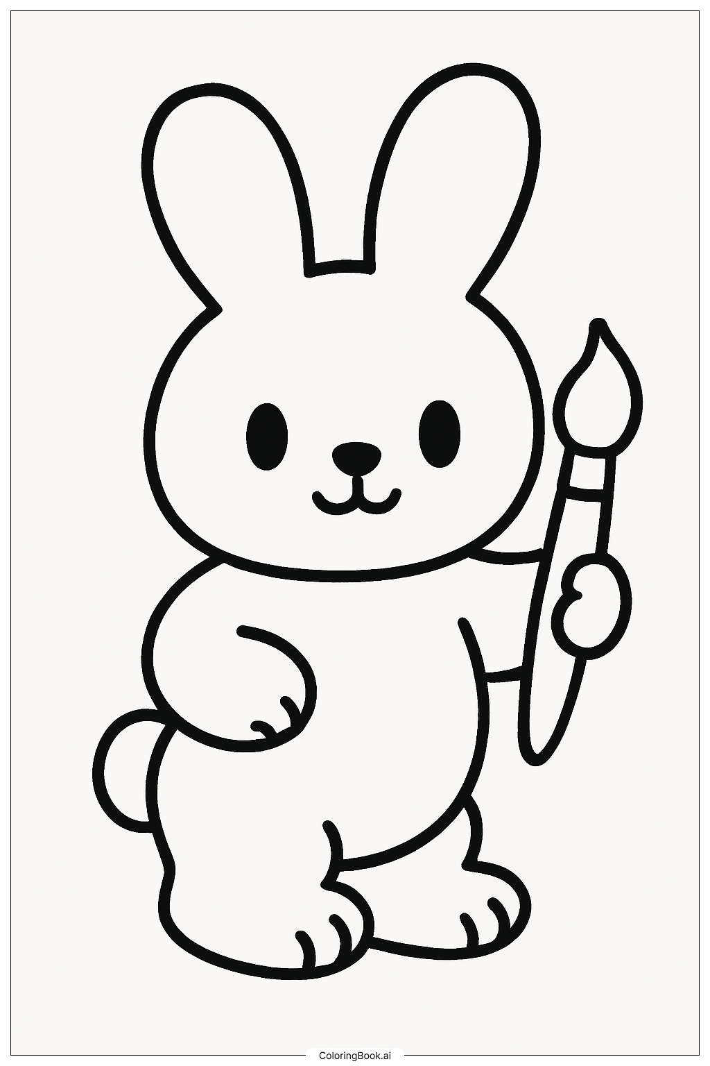 鲍比货兔子拿着一个小画笔填色页