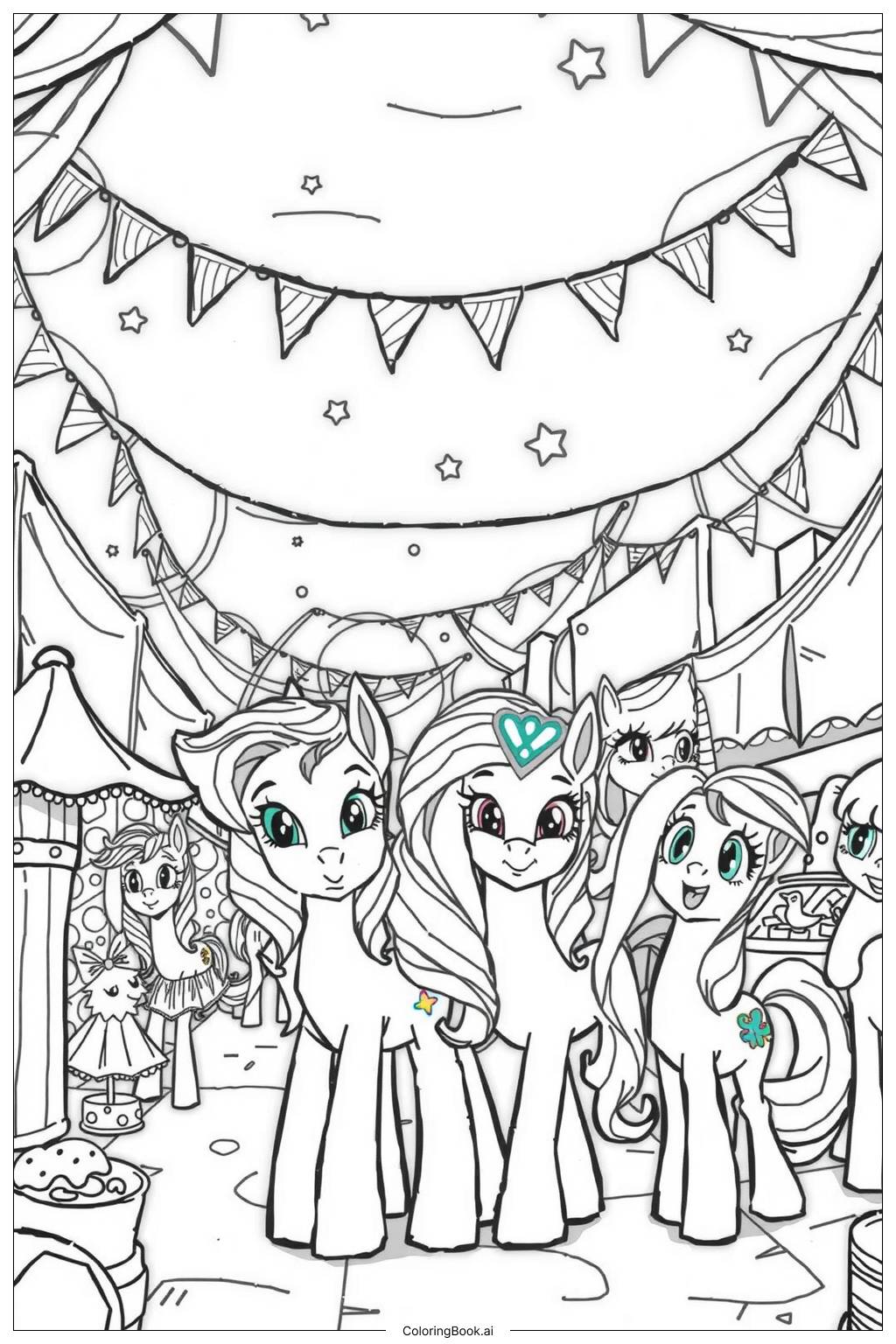  Page de coloriage Mon petit poney Festival de l'amitié avec tous les poneys-2 