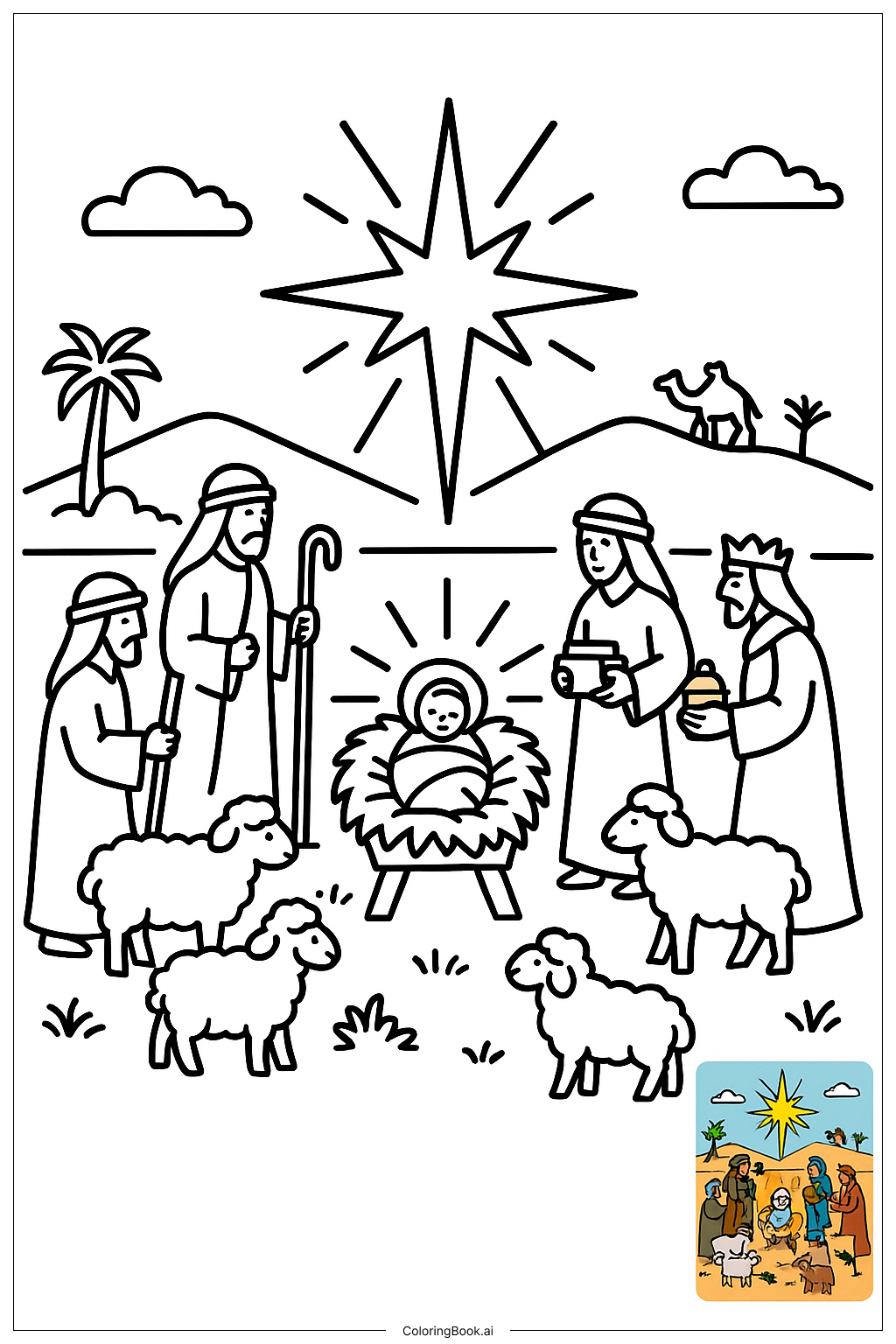  Bibelstern von Bethlehem leuchtend Ausmalseite 