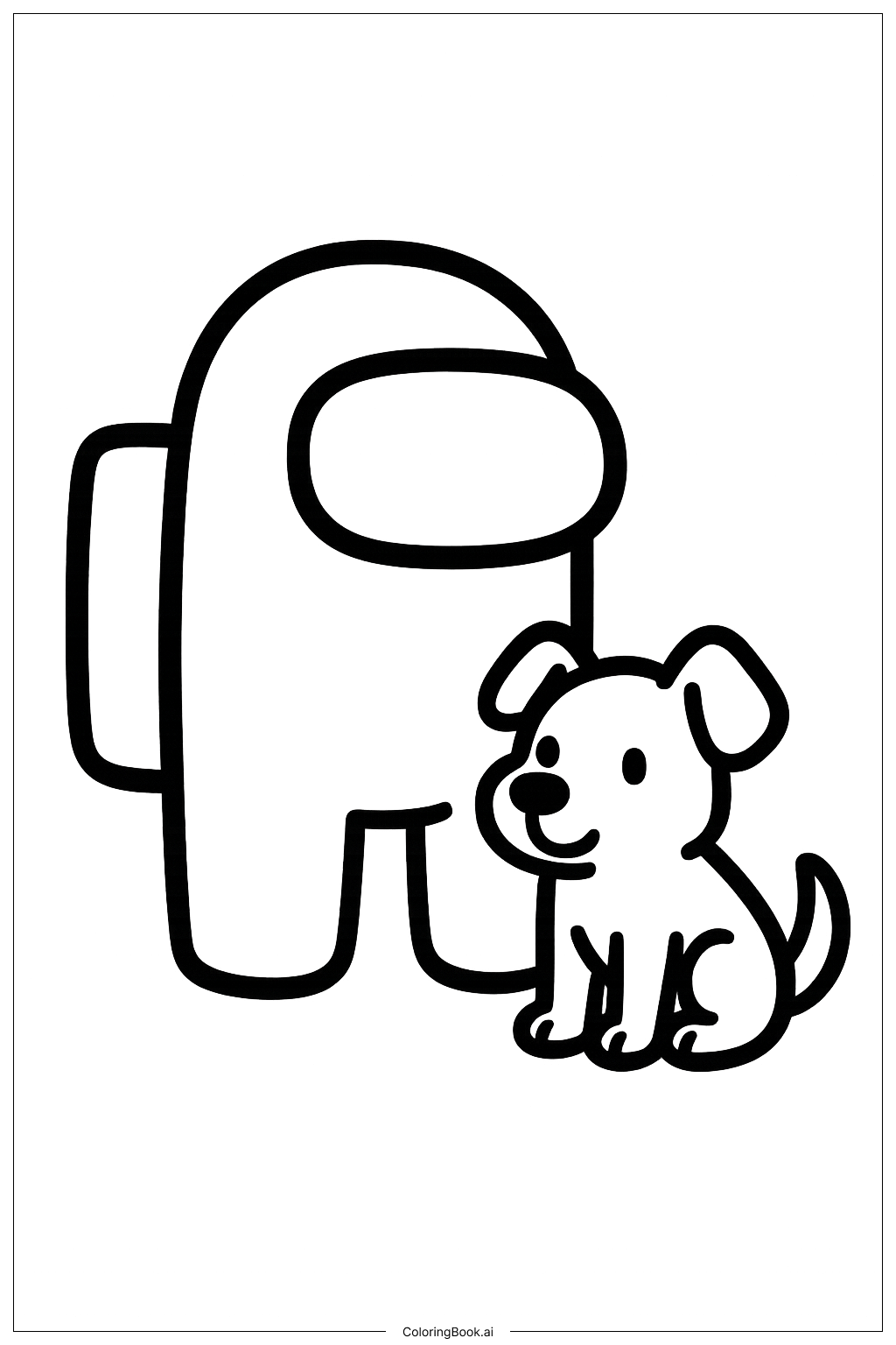 Among Us Crewmate With A Pet Dog Coloring Page 