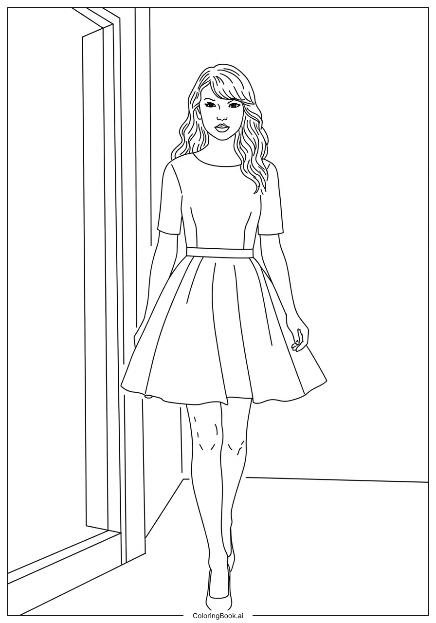  Taylor Swift In Sparkling New Year Dress填色页 