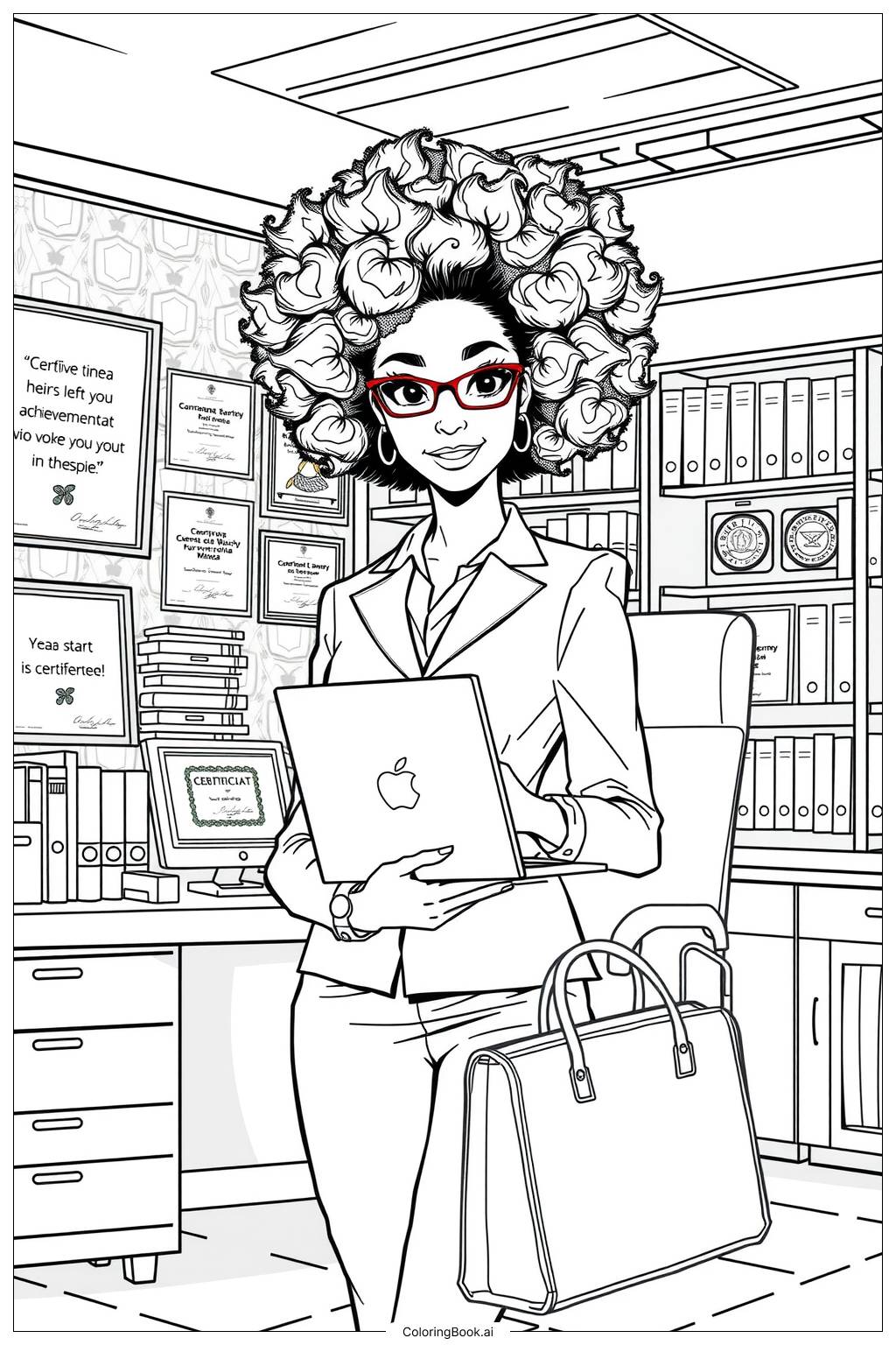  Black Girl Achieving Her Goals in Life Coloring Page 