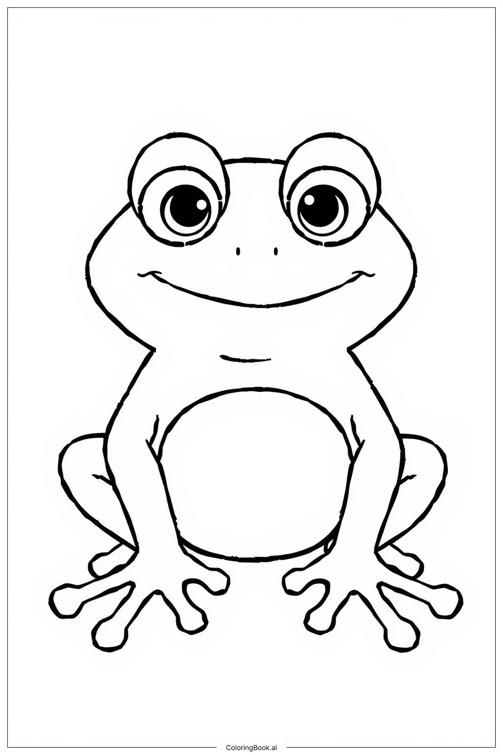  Süßer Kawaii-Frosch mit großen Augen Ausmalseite 