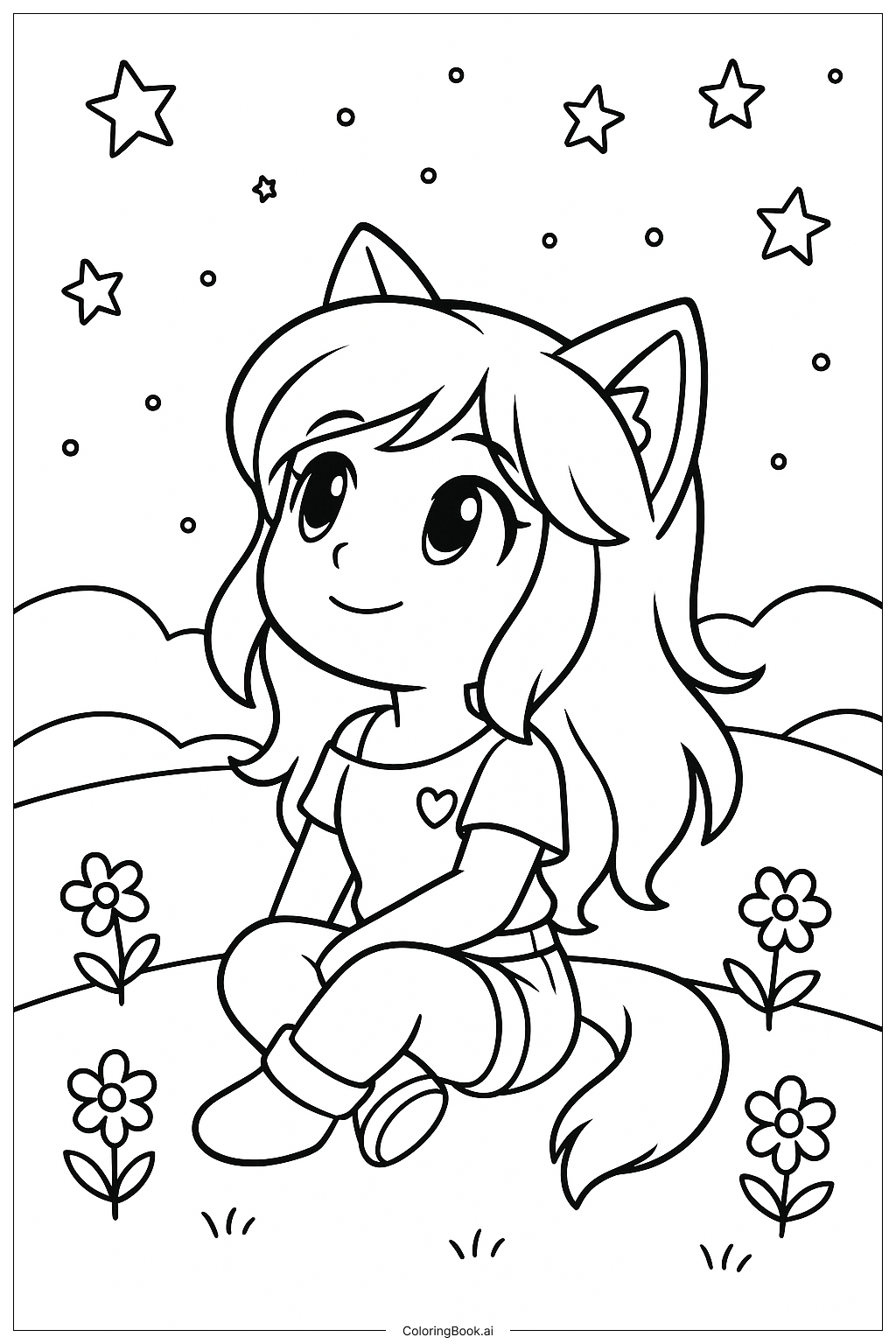  Aphmau Gazing At The Stars Coloring Page 