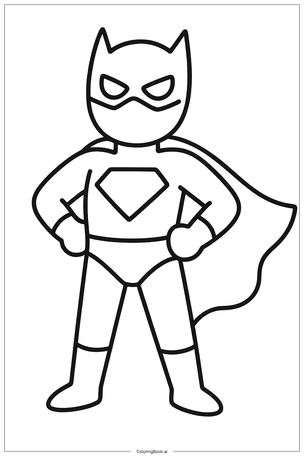 Superheld mit wehender Kapuze Ausmalseite