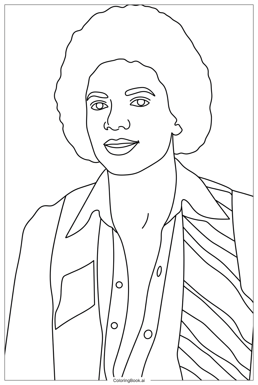 Michael Jackson early afro open-collar look Coloring Page
