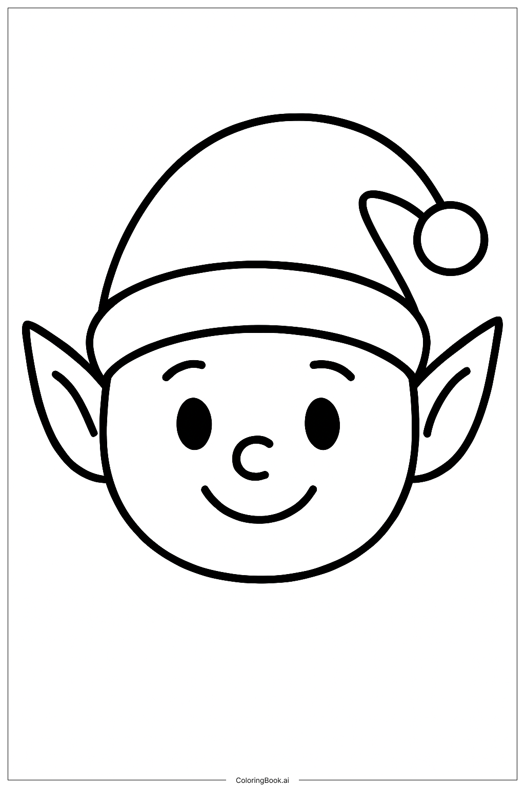  Página para colorir de Rosto de Elfo Sorridente 