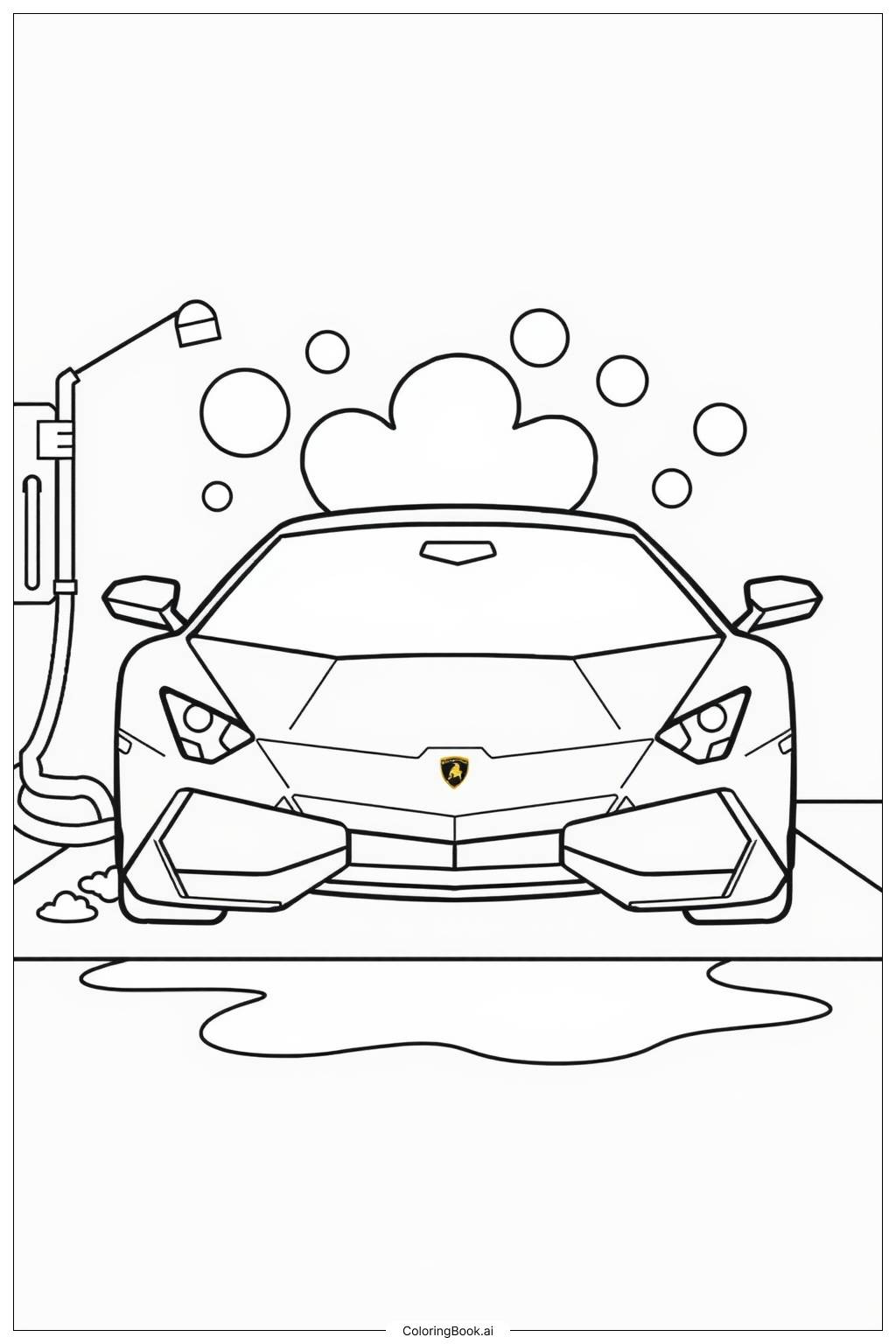  Página para colorear de Día de Lavado de Autos Lamborghini 