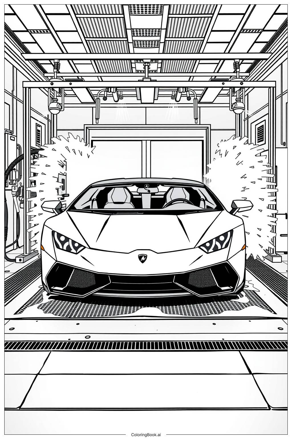  Página para colorear de Día de Lavado de Autos Lamborghini 